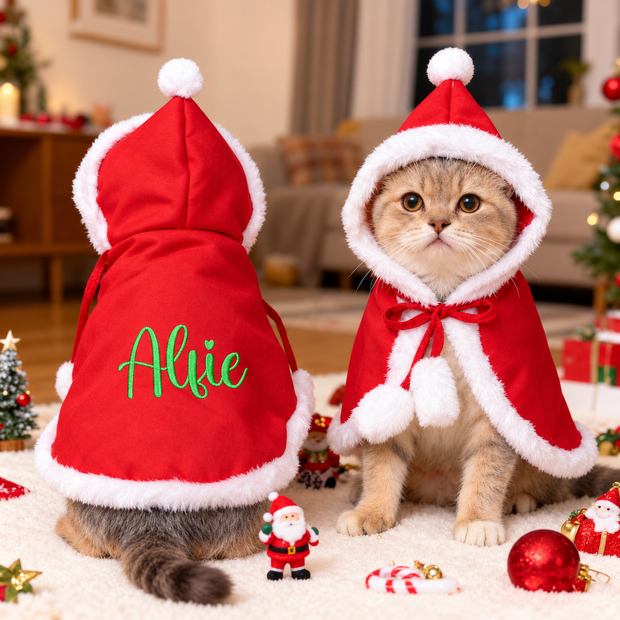 Personalized embroidery Christmas pet cape, shawl decoration