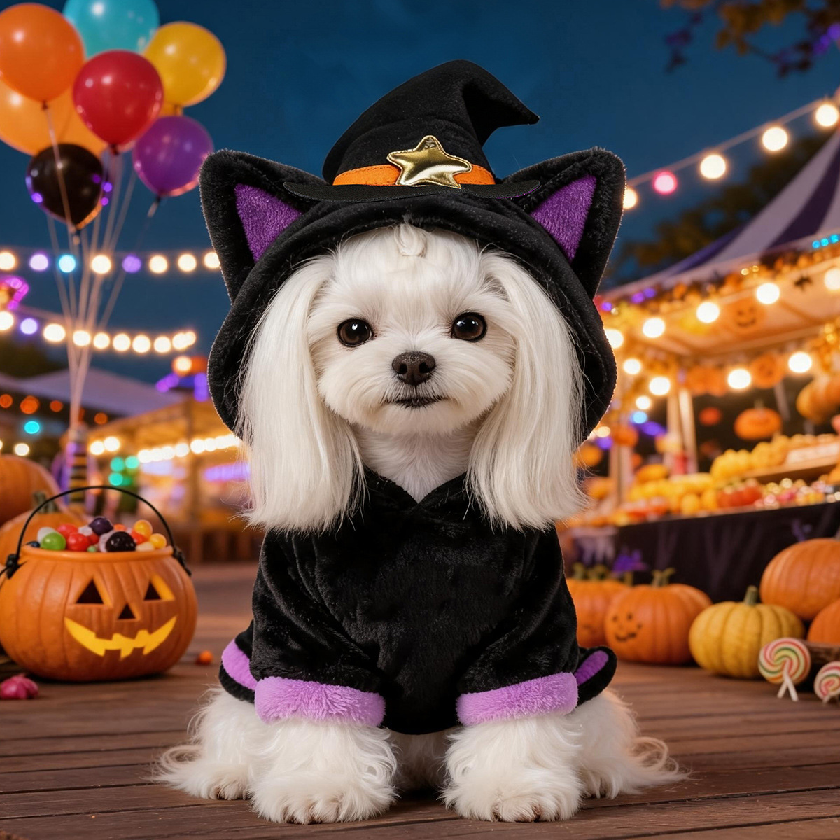 Customizable Halloween magical pet transformation outfit, holiday party funny outfit, warm clothes
