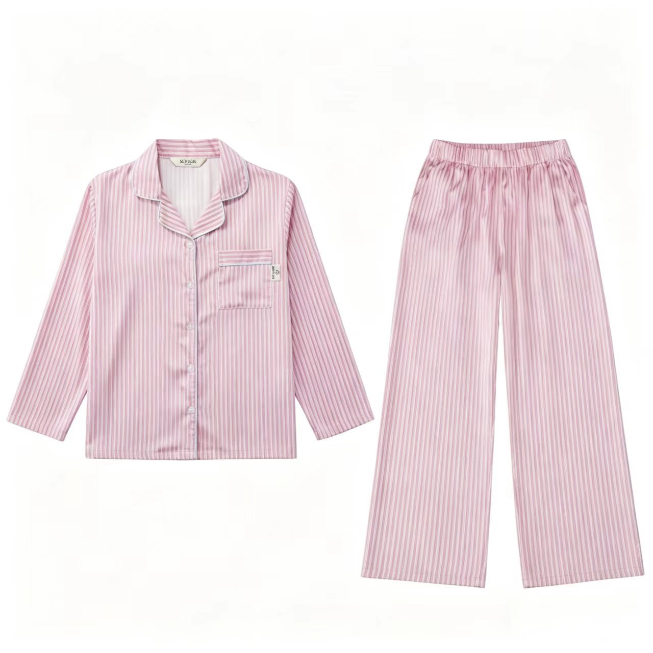 High-end Custom Ice Silk Cool Touch Lapel Silky Home Dual-use Pajama Set