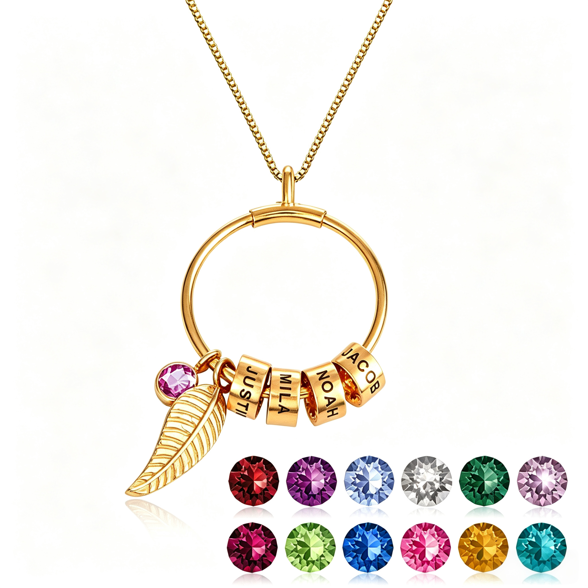 Circular bead stainless steel name necklace