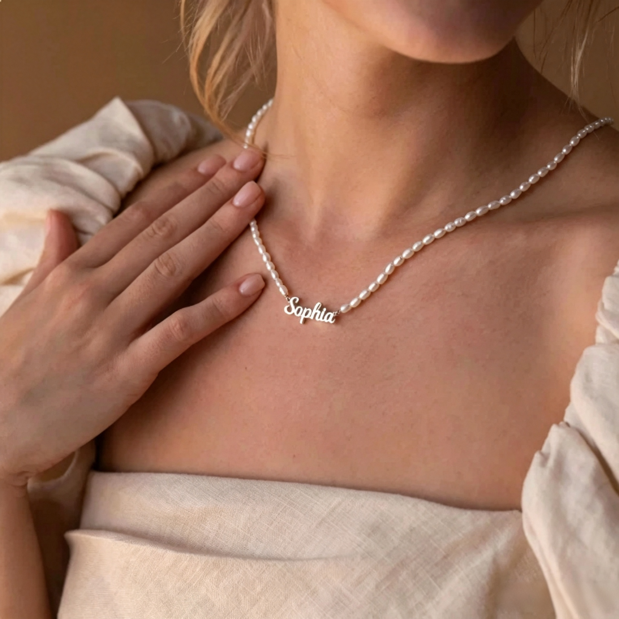 Custom Pearl Name Necklace