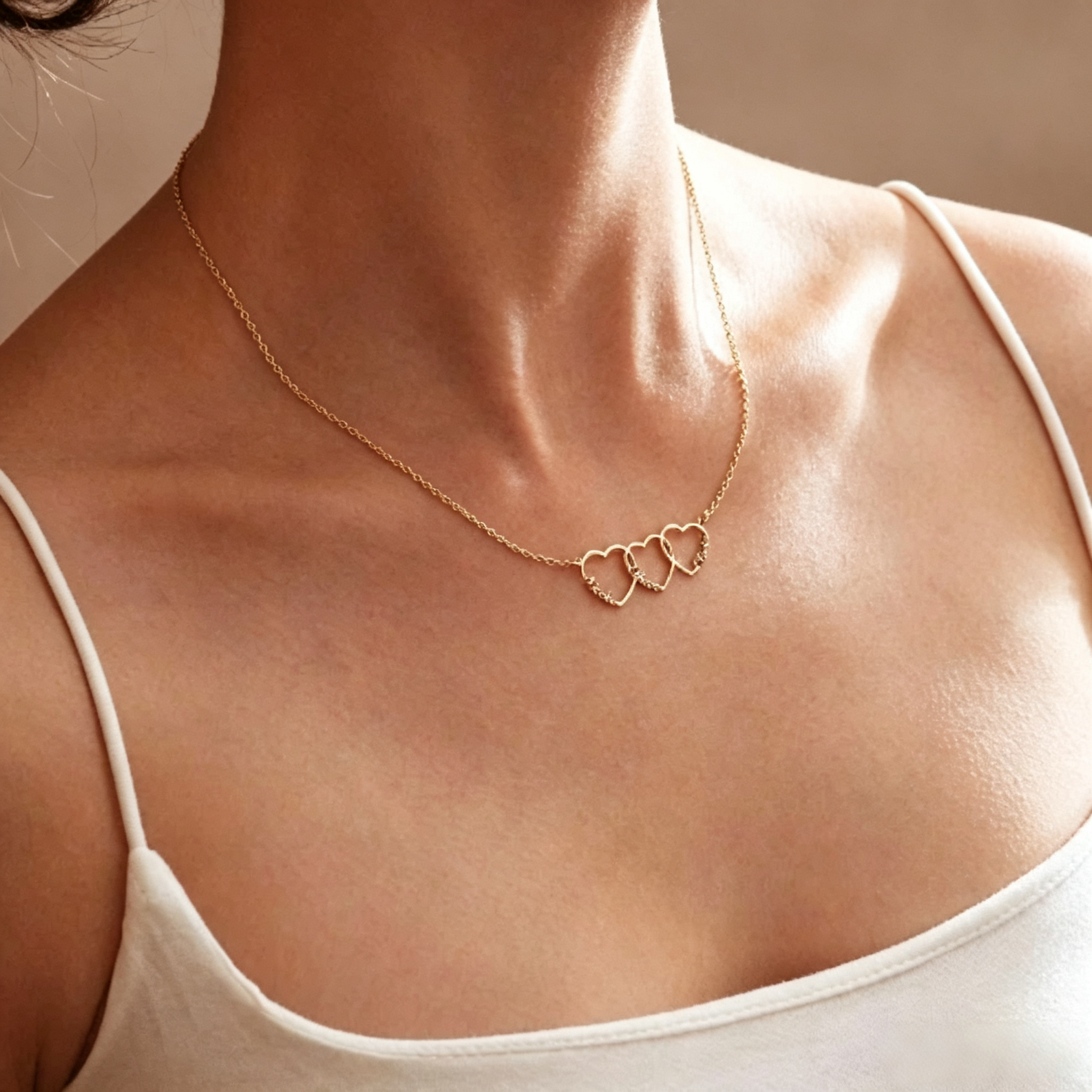 Family Name Necklace with Heart, Multiple Heart Necklace, Kids Name Necklace for Mom, Personalized Necklace, Mother's Day Gift for Wife